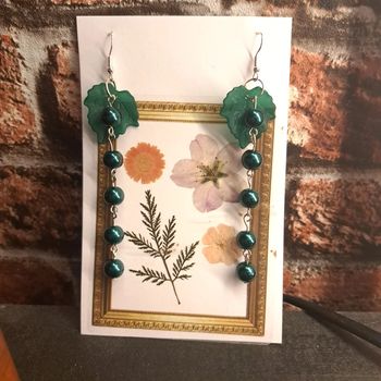 Boucles d'oreilles pendante avec perles vertes