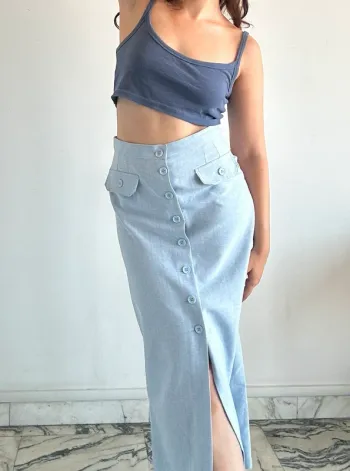 Jupe longue bleue vintage y2k années 90 taille S