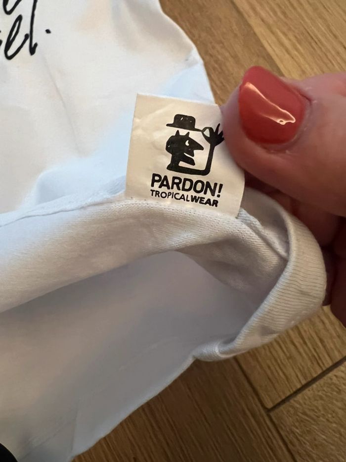 Tee shirt pardon fille 6 ans blanc neuf sans étiquette - photo numéro 3