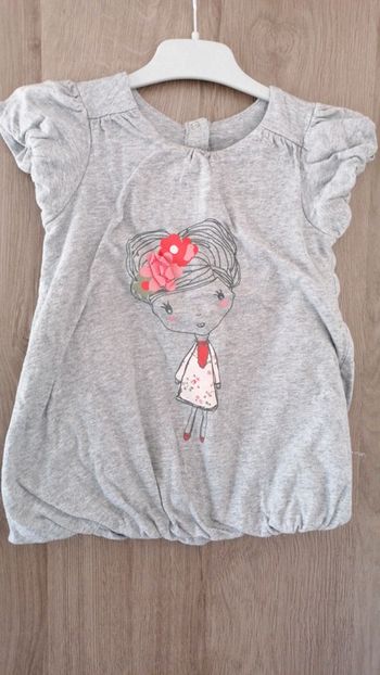 Robe grise motif petite fille vertbaudet 18mois