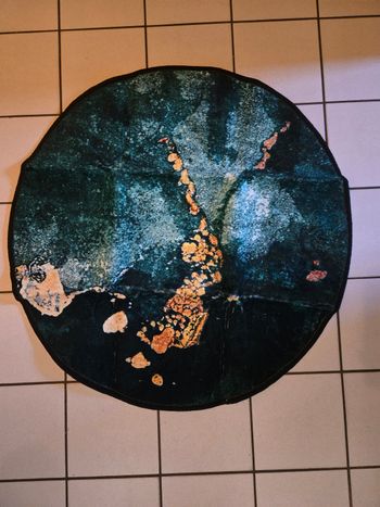 Neuf tapis antidérapant rond 80 cm décoratif or et vert