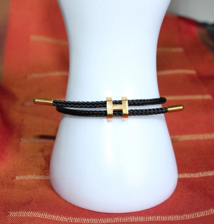 bracelet h en cordon tressé + acier inoxydable  pour adultes - photo numéro 3