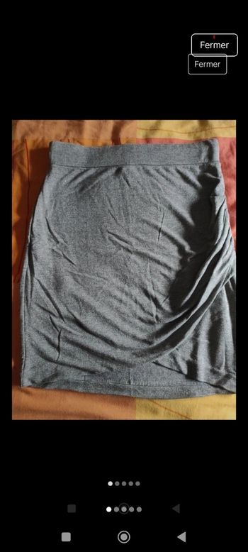 Jupe gris argentée taille élastique Camaïeu