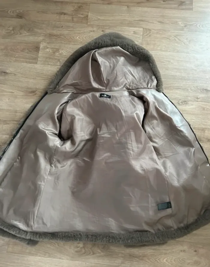 Émeraude, veste fausse fourrure, gris, taupe - photo numéro 7