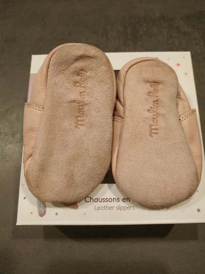 Chaussons souris rose cuir moulin roty - photo numéro 2