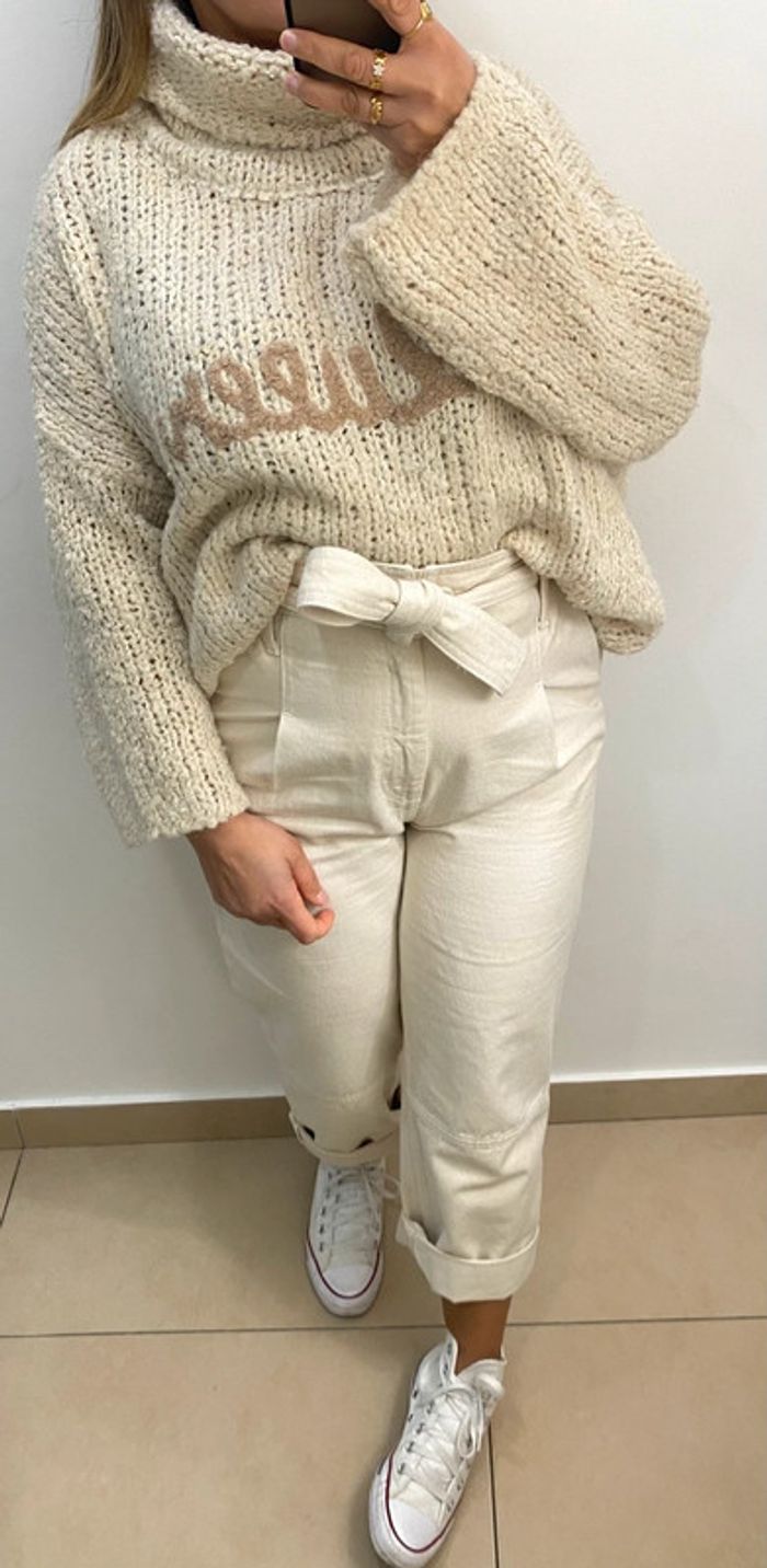 Superbe Pull Col Roulé Maille Distendu Taille Unique - photo numéro 7