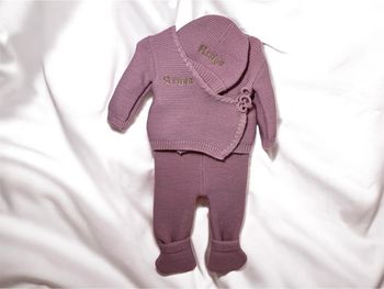 Ensemble naissance en maille personnalisé brodé