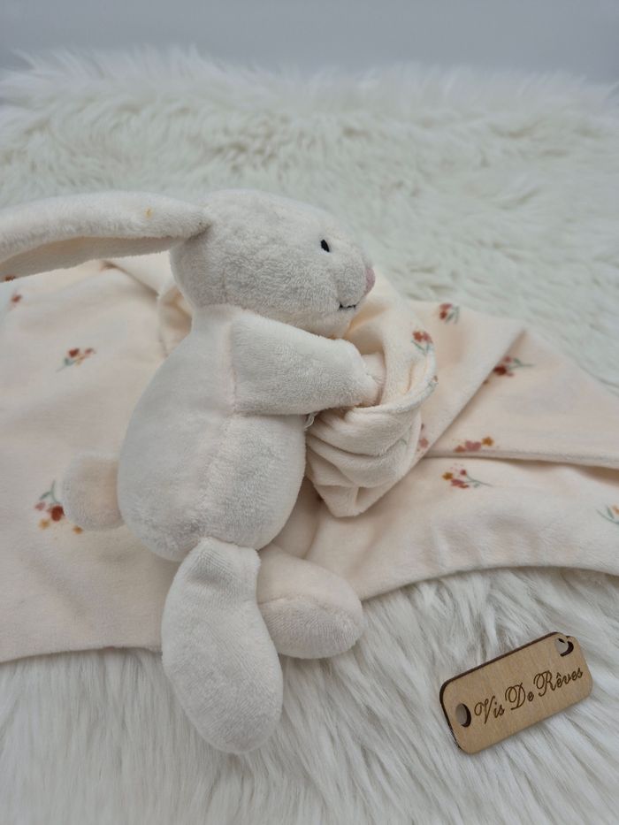 Doudou mouchoir Lapin Écru Fleurs Primark - photo numéro 4