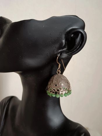 Boucles d'oreilles indienne argent pierre de jade