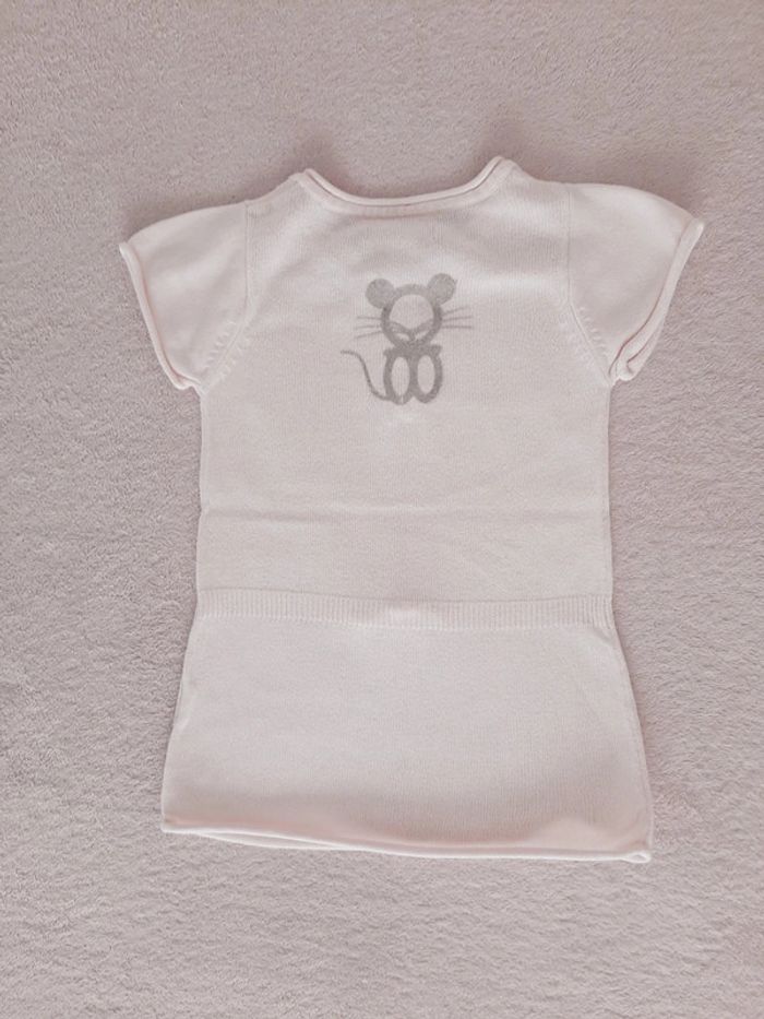Robe droite manches courtes en coton rose clair Okaïdi 6 mois - photo numéro 2