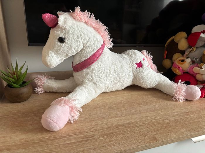 Grande peluche licorne blanche rose - photo numéro 2