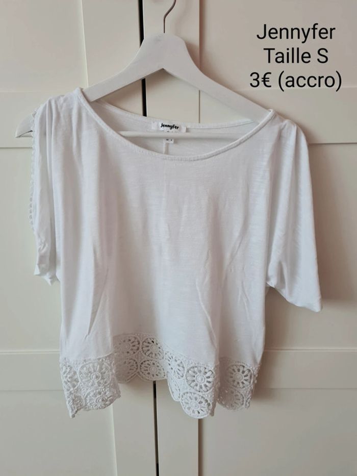 T shirt blanc épaules dénudées Jennyfer Taille S