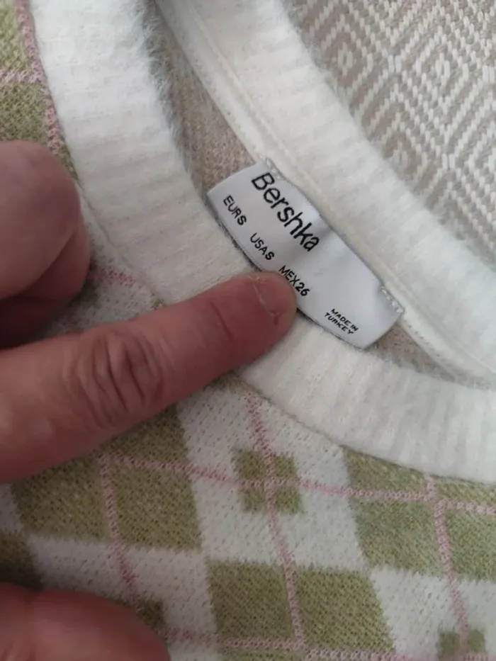 Pull sans manches carreaux Bershka 16 ans 36 S - photo numéro 3