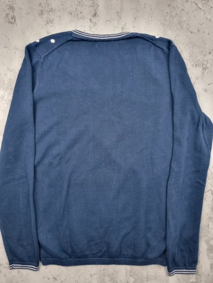 Pull col V Tommy Hilfiger bleu marine à pois – Taille M Femme - photo numéro 4