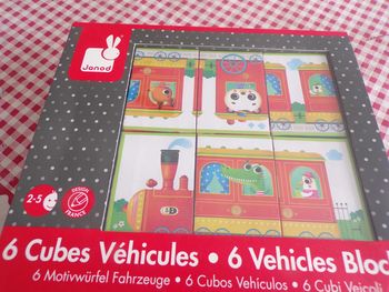 6 Cubes de carton Vehicules Janod