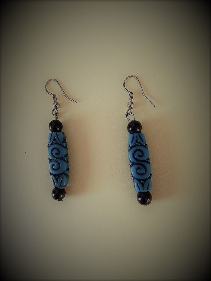 Boucles d'oreille fantaisie bleu vert