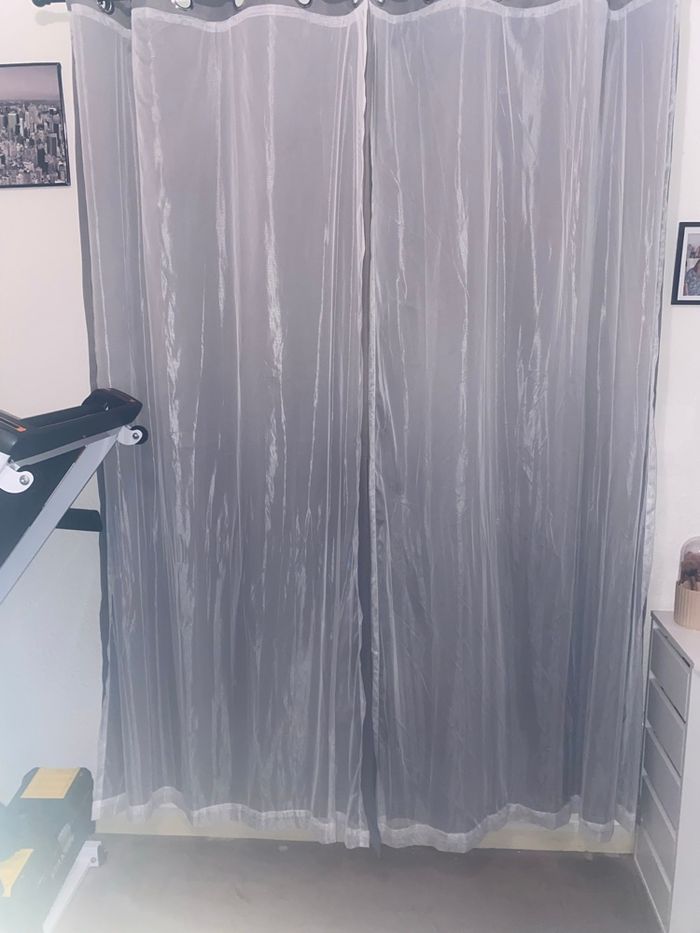 Lot de deux rideaux occultant avec voilage - photo numéro 1