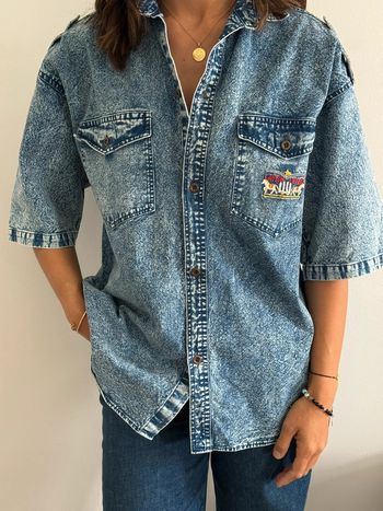 Chemise en jean denim délavé unisexe Maxyo fashion vintage taille M top état