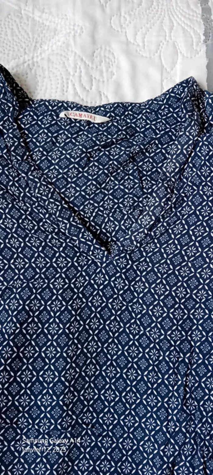 Tunique longue esprit bohème motif mosaïque bleu femme XL camaïeu - photo numéro 11