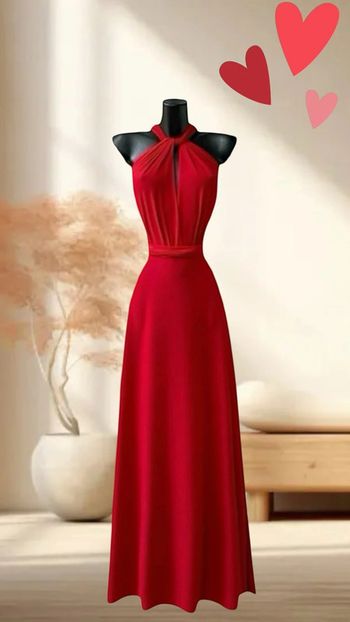 Superbe robe rouge tendance multiples positions pour l’été