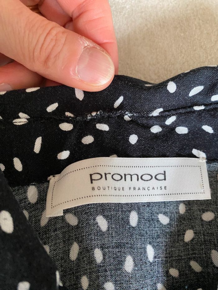 Robe chemise Promod noire à pois blanc avec ceinture taille 34 - photo numéro 14