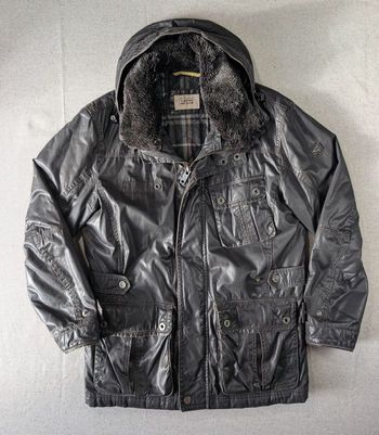 Veste Parka Camel Active Vintage - Style Barbour Huilé - Col Fourrure - Taille 50