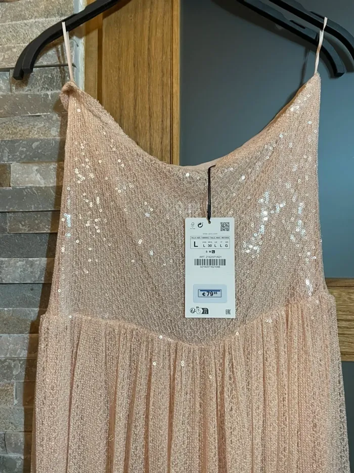 Robe de princesse bustier à paillettes Zara, taille L - photo numéro 4