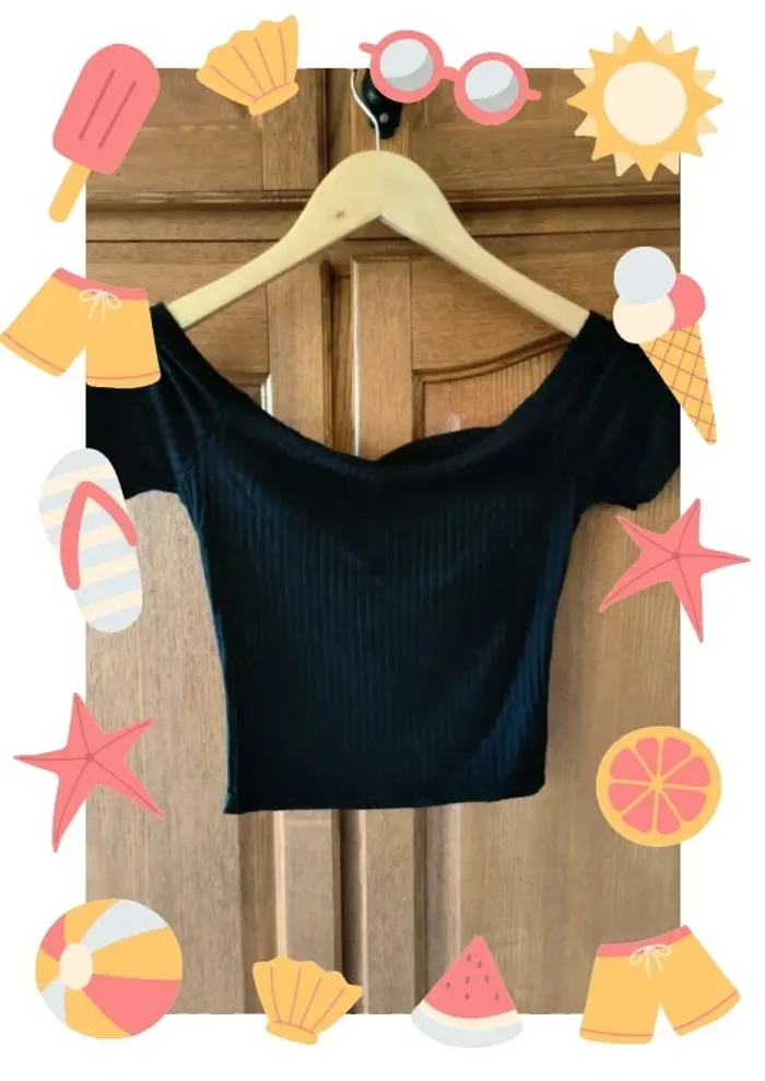Crop top épaules dénudées noir - photo numéro 3