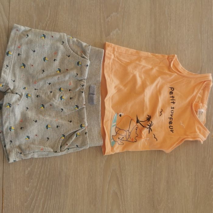 Ensemble short + debardeur taille 6 mois mes petits cailloux - photo numéro 1