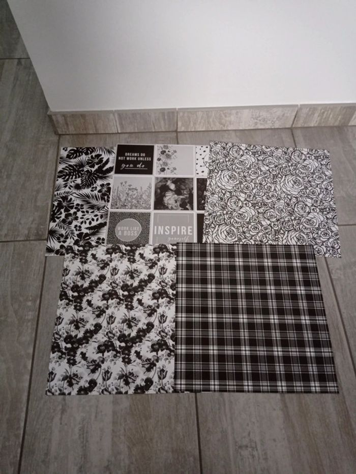 Lot de 5 feuilles scrap Noir et blanc