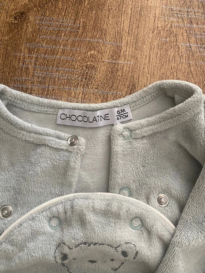 Pyjama en velours bébé garçon 6 mois Chocolatine - photo numéro 2