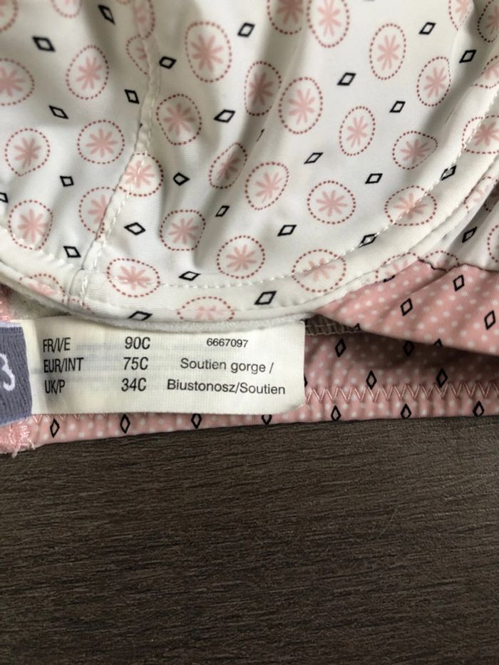 Soutien gorge Etam taille 90C crème et rose - photo numéro 5