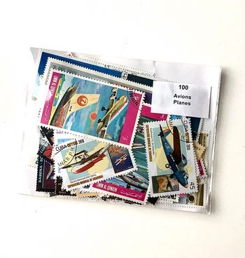 Pochette de 100 timbres avions