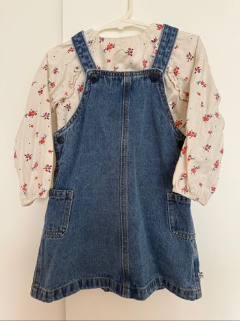 Ensemble salopette en jeans et chemisier Cadet Rousselle - 3 ans