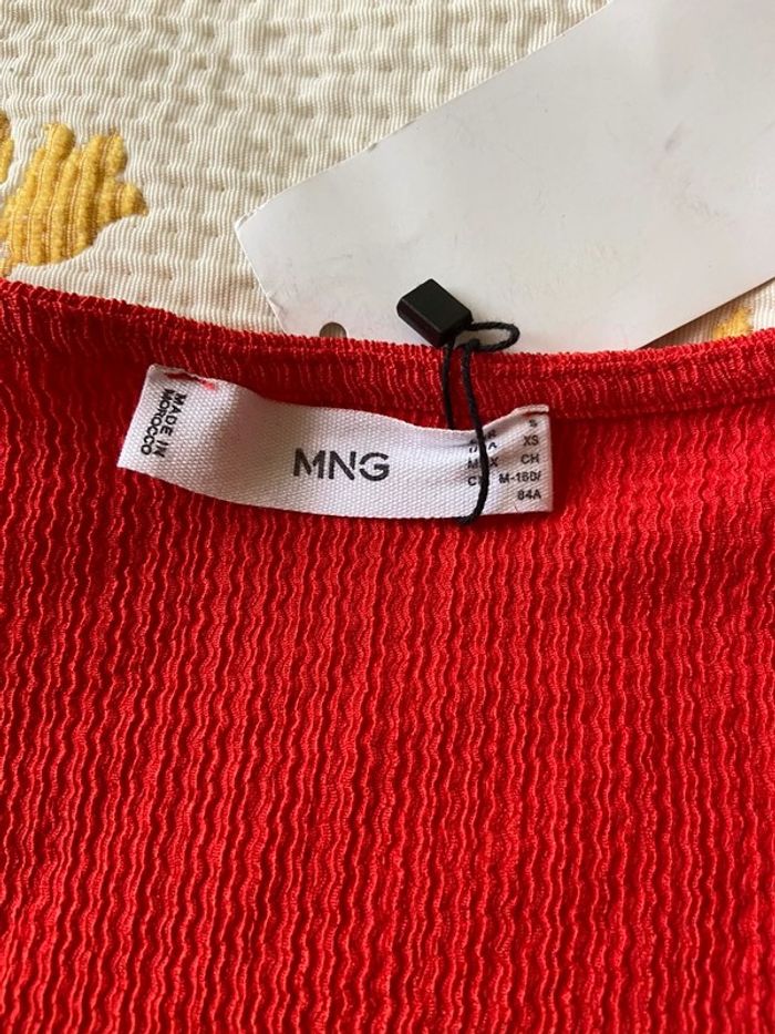 Blouse rouge Mango manches courtes longueurs blouse taille S neuf avec étiquette longueur 58 cm - photo numéro 4