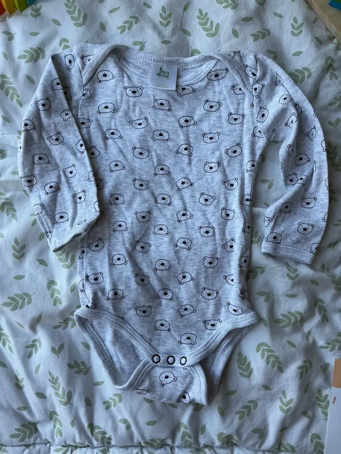 body manches longues gris motifs ours 12 mois poco piano - photo numéro 3