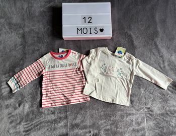 Lot t-shirts manches longues 12 mois