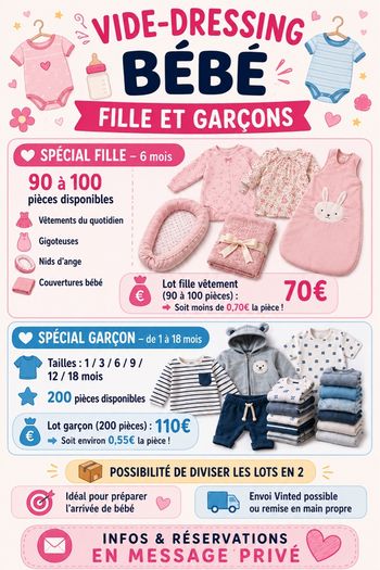 Lots vêtement fille et garçon. 