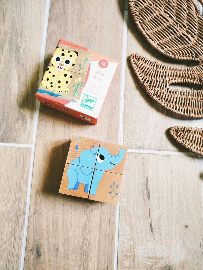 🐯Puzzles cubes 6 en 1 animaux de la savane en bois marque Djeco - photo numéro 6