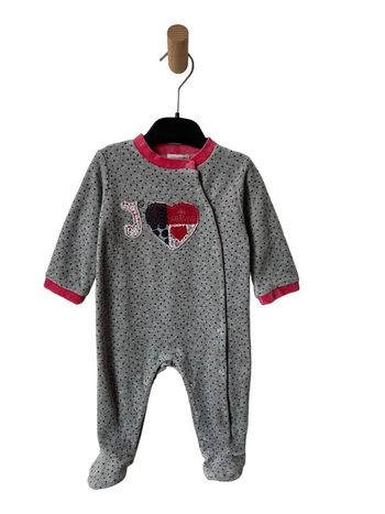Pyjama / dors-bien en velours gris motifs coeurs - Absorba 6 mois