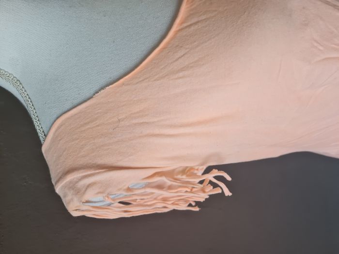 T-shirt corail asymétriques franges - photo numéro 3