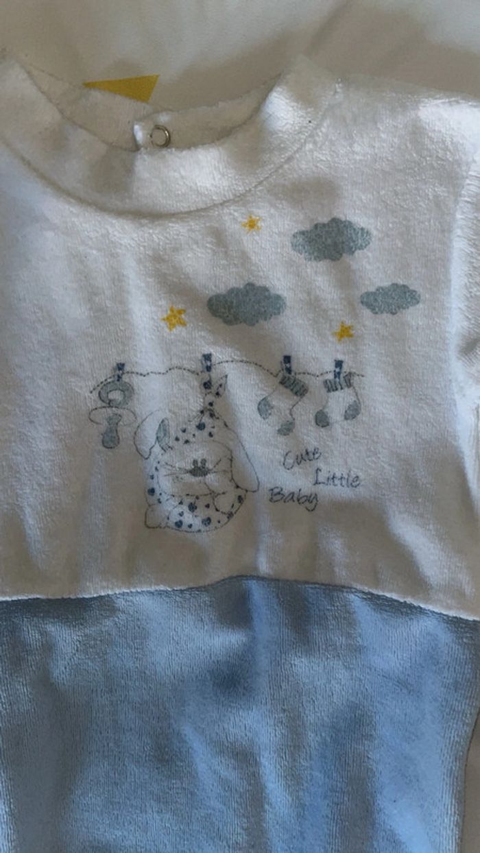 Pyjama velours blanc et bleu 3 mois gemo - photo numéro 3
