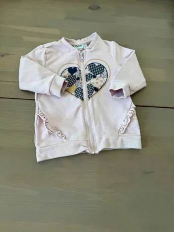 Gilet Zippé Fille Manolo - Motif Cœur - Très Bon État - Taille 2 Ans