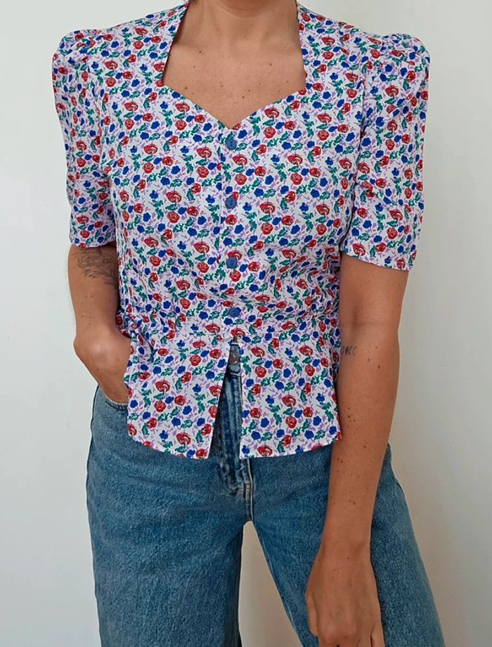 Blouse fleurie vintage 80's