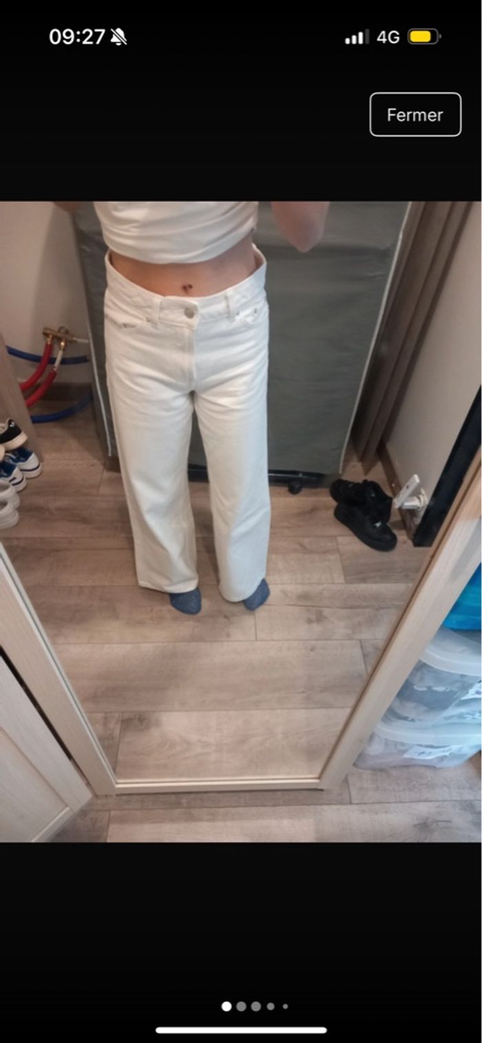 jeans wide leg blanc femme