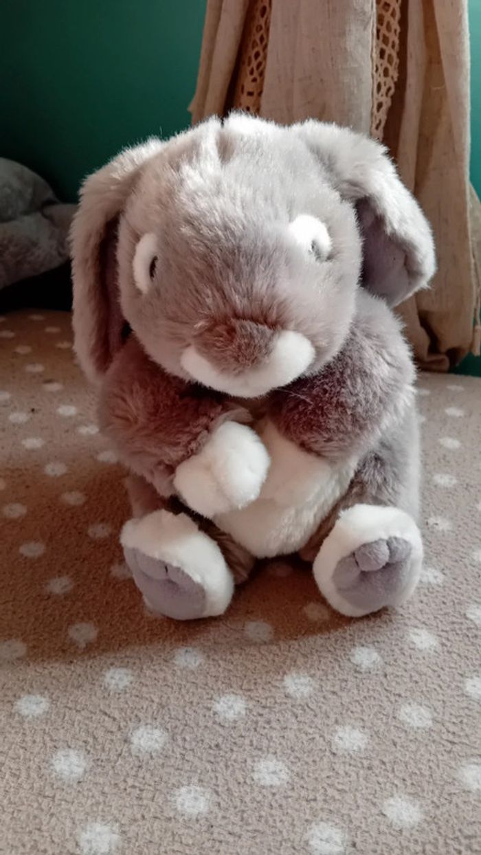 Peluche lapin gris et blanc gipsy - photo numéro 2