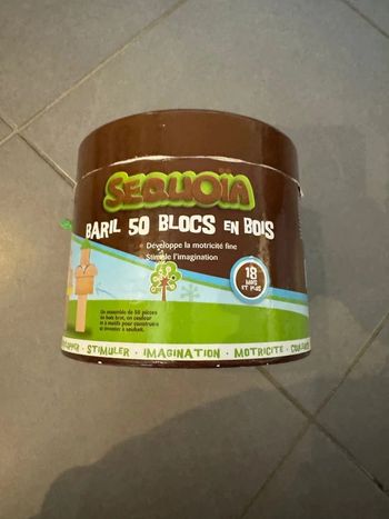 Baril 50 blocs en bois - Sequoïa - Âge: 18 mois & +