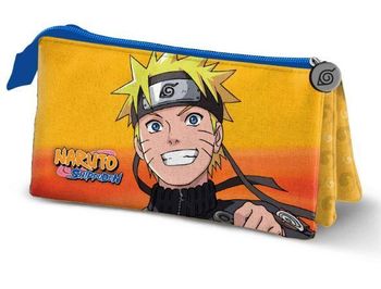 Grande Trousse Trois Compartiments à crayons Naruto Best-Triple, orange 23.5CM
