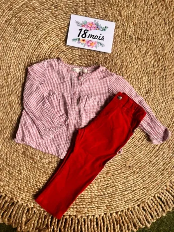 Ensemble chemise et pantalon Zara petit bateau 18 mois