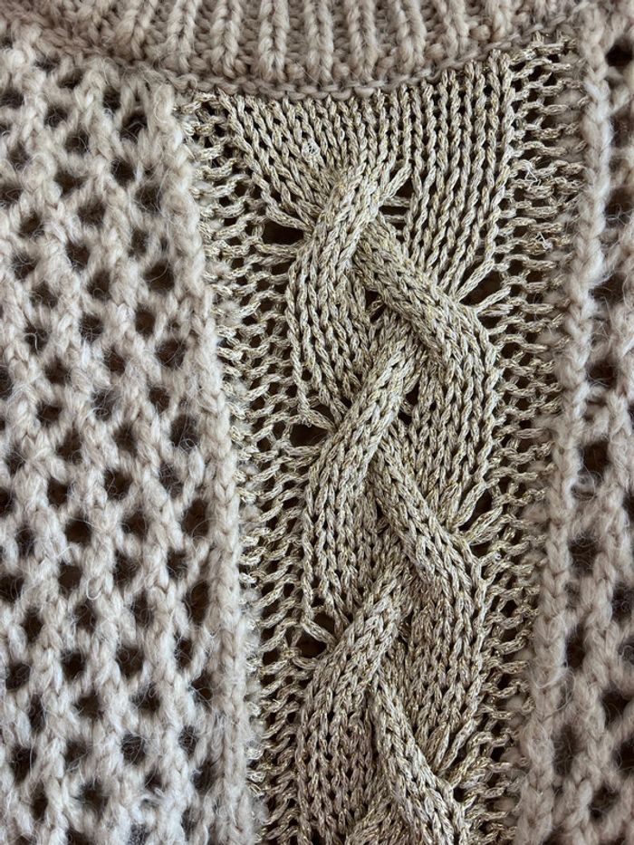 Pull Zara, beige et doré - photo numéro 2